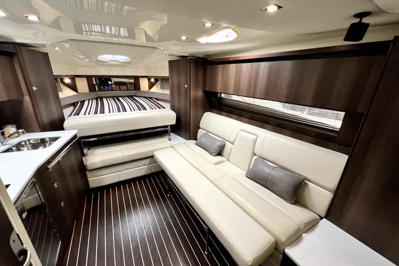 Slide: The Image of Luxurious interior of 2018 Monterey 355 Sport Yacht with modern furnishings and elegant design. - 87