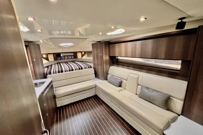 Slide: The Image of Luxurious interior of 2018 Monterey 355 Sport Yacht with elegant seating and modern design. - 54