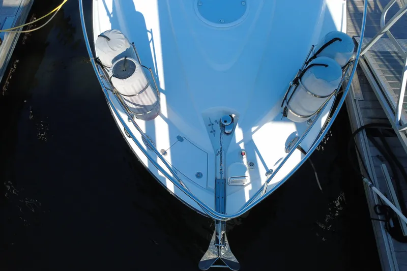 Slide: The Image of Overhead view of 2018 Monterey 355 Sport Yacht docked at marina. - 21