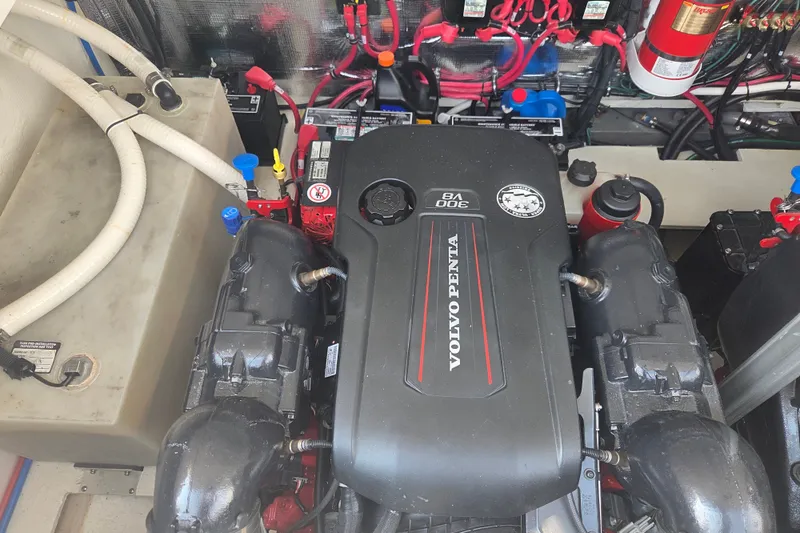 Slide: The Image of Engine compartment of a 2022 Regal 33 Express with Volvo Penta V8 engine. - 34