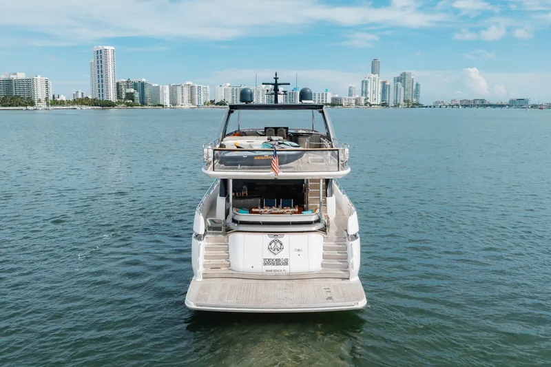 Slide: The Image of Luxury Princess Y85 yacht on water with city skyline in background. - 19