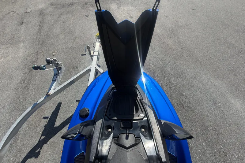 Slide: The Image of 2018 Yamaha WaveRunner EX Deluxe with open storage compartment on trailer. - 25