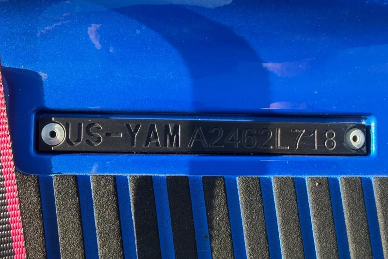 Slide: The Image of Close-up of a blue 2018 Yamaha WaveRunner EX Deluxe with serial number. - 35
