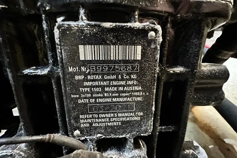 Slide: The Image of 2017 Chaparral Vortex 203 VRX engine plate with specifications and serial number. - 93