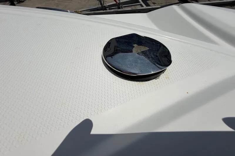 Slide: The Image of Chrome detail on 2017 Monterey M-65 boat deck in sunlight. - 92