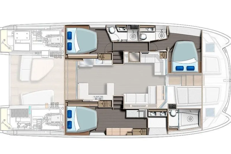 Slide: The Image of Floor plan of 2025 Leopard 53 Powercat yacht, featuring spacious cabins and modern amenities. - 76