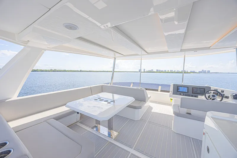 Slide: The Image of Luxurious interior of 2025 Leopard 53 Powercat yacht with panoramic ocean view. - 22