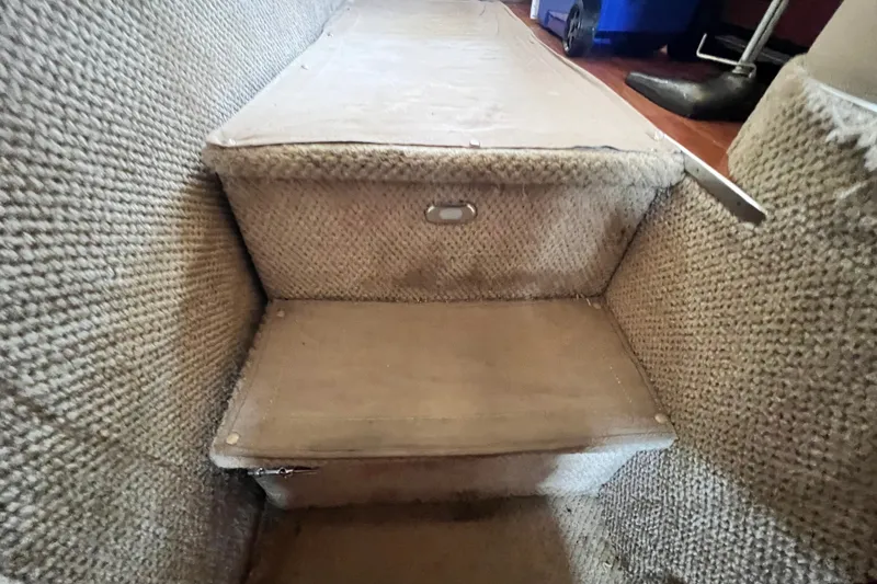 Slide: The Image of Carpeted steps inside a 2003 Sea Ray 480 Motor Yacht, showcasing interior design details. - 58