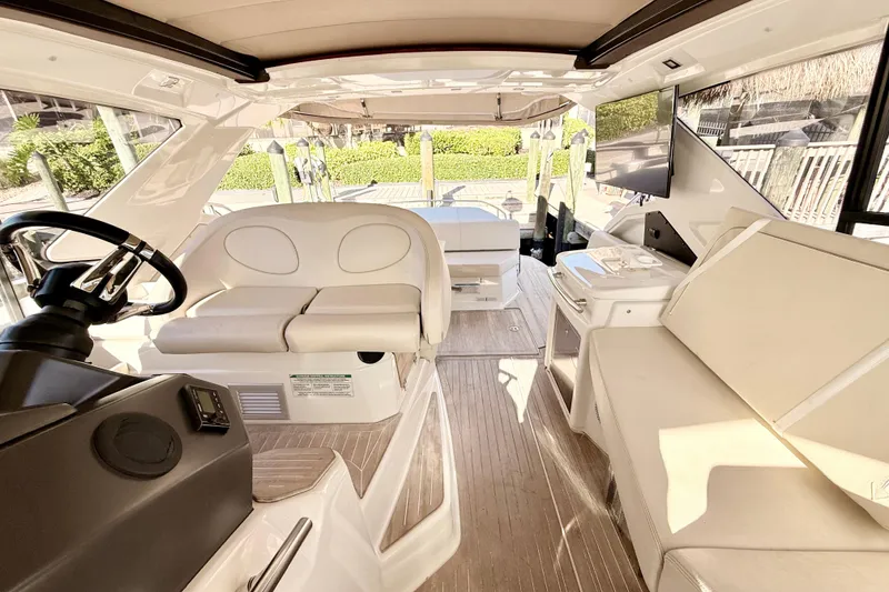 Slide: The Image of Interior of 2016 Cranchi M44 HT yacht with luxurious seating and modern helm. - 132
