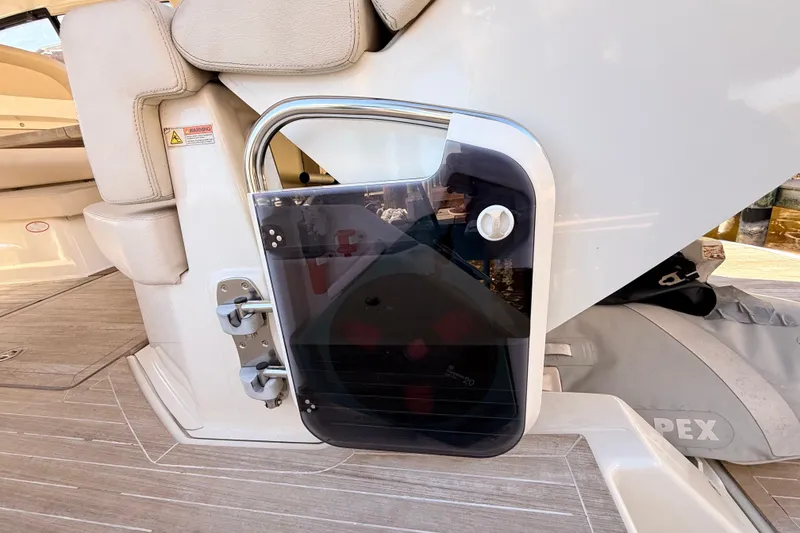 Slide: The Image of 2016 Cranchi M44 HT yacht interior with sleek seating and modern design elements. - 137