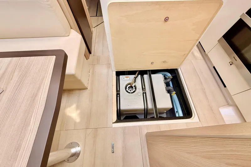 Slide: The Image of 2016 Cranchi M44 HT yacht interior showing underfloor storage compartment. - 71