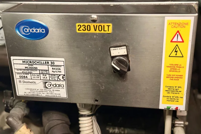 Slide: The Image of Condaria Microchiller 30 control panel on 2016 Cranchi M44 HT yacht. - 161