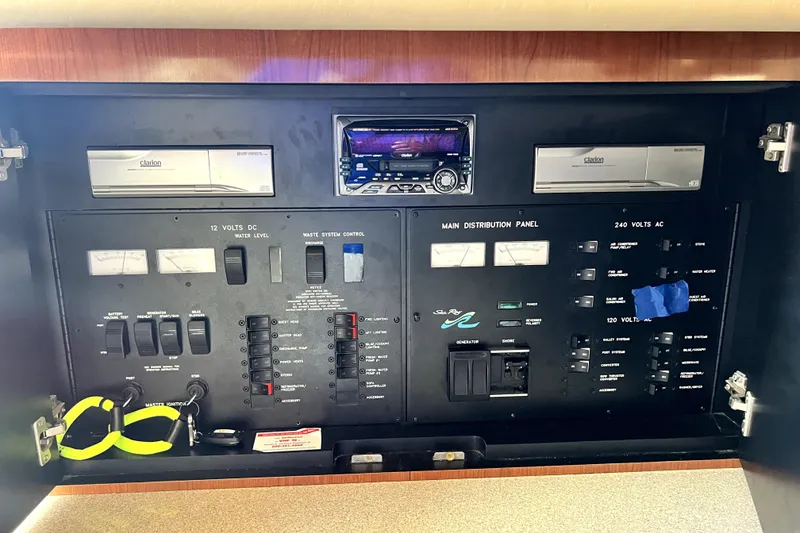 Slide: The Image of Electrical control panel of 2002 Sea Ray 450 Express Bridge yacht. - 30