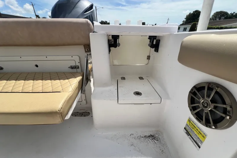 Slide: The Image of 2016 Sportsman Heritage 231 Center Console interior with seating and speaker detail. - 51