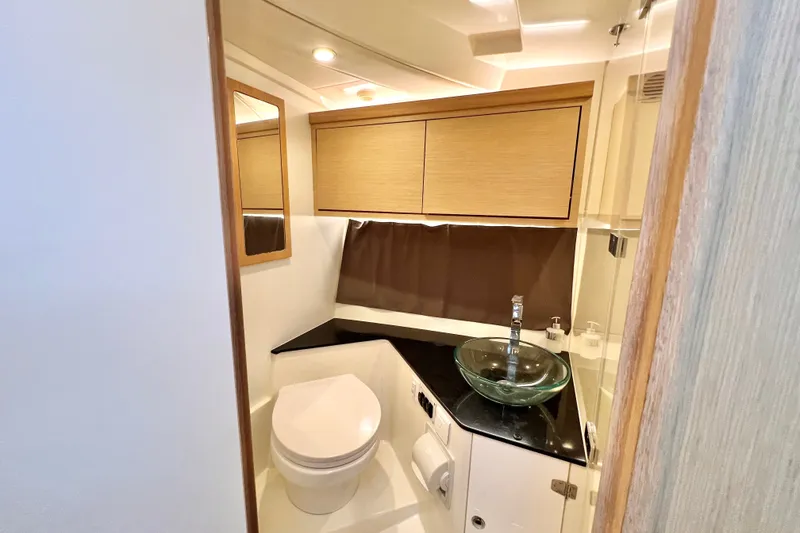 Slide: The Image of Luxurious bathroom in 2024 Skamander 100 Sorrento yacht with modern fixtures and elegant design. - 202