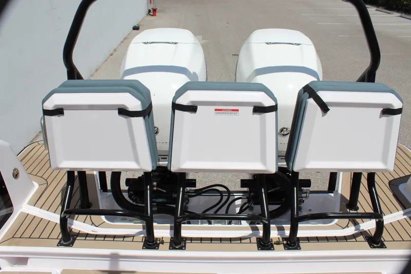 Slide: The Image of 2022 Axopar 37 XC Cross Cabin Brabus outboard engines and seating. - 19