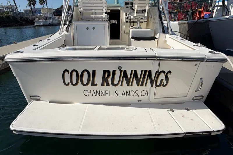 Slide: The Image of 2007 Rampage 30 Express boat named "Cool Runnings" docked at Channel Islands, CA. - 16