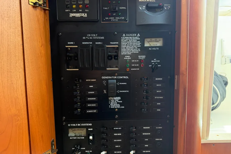 Slide: The Image of Electrical control panel on a 2007 Rampage 30 Express boat. - 53