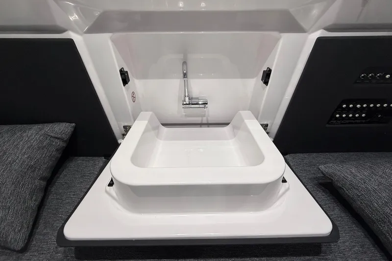 Slide: The Image of Modern sink design in 2025 Axopar 29 XC Cross Cabin boat interior. - 16