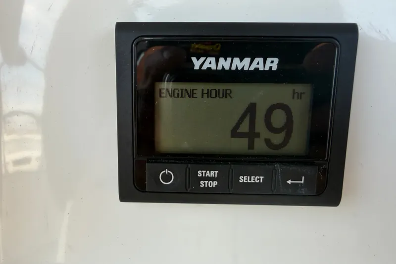 Slide: The Image of Yanmar engine hour meter showing 49 hours on Jeanneau Sun Odyssey 410, 2024 model. - 25