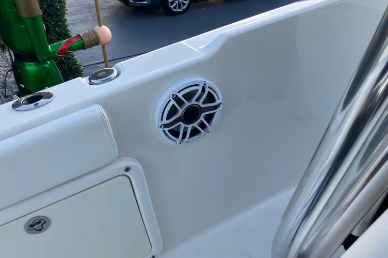 Slide: The Image of 2014 Century boat interior with speaker and storage compartment. - 5
