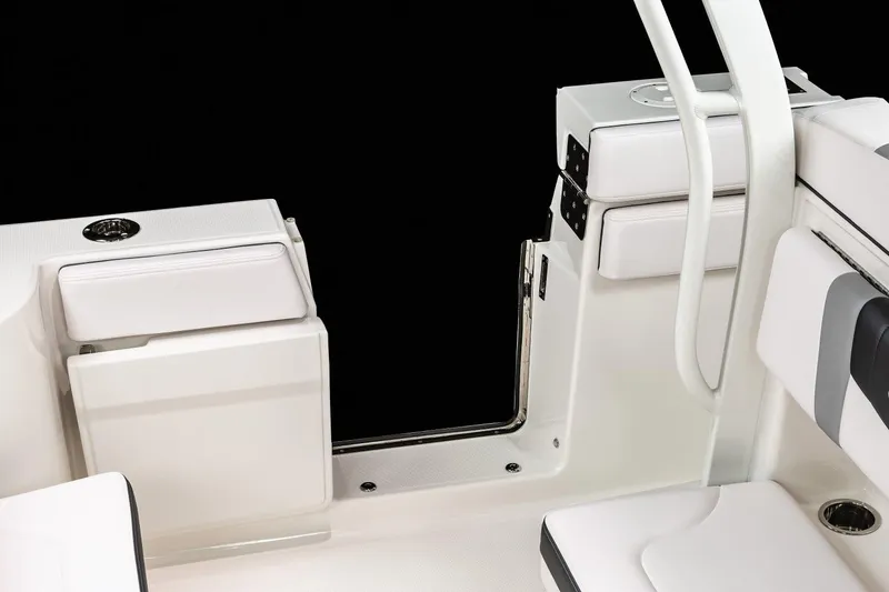 Slide: The Image of Manufacturer Provided Image: 2020 Robalo R272 Center Console boat interior, featuring seating and storage compartments. - 14