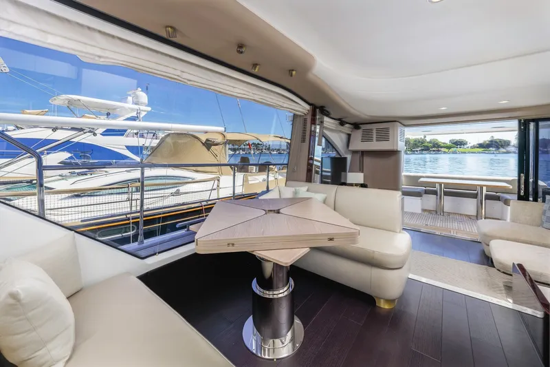 Slide: The Image of Luxurious interior of 2021 Azimut Fly 60 yacht with scenic marina view. - 59
