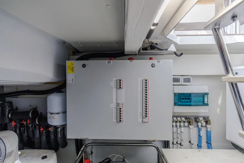 Slide: The Image of Electrical panel in the engine room of a 2021 Azimut Fly 60 yacht. - 66