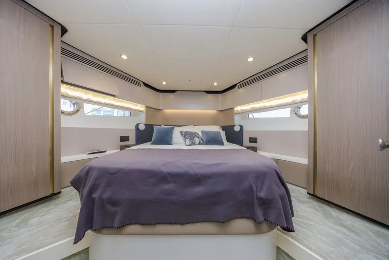 Slide: The Image of Luxurious bedroom interior of 2021 Azimut Fly 60 yacht with modern design. - 52