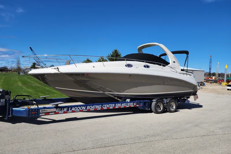 Slide: The Image of 2007 Sea Ray Sundancer 320 on trailer at Blue Lagoon Boating Center. - 8