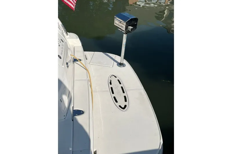 Slide: The Image of 2007 Sea Ray Sundancer 320 swim platform with mounted grill and American flag. - 7