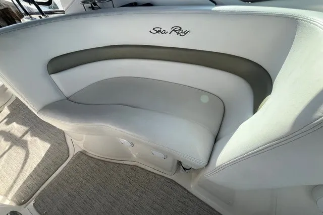 Slide: The Image of Luxurious seating on 2007 Sea Ray Sundancer 320 boat, featuring elegant upholstery. - 27