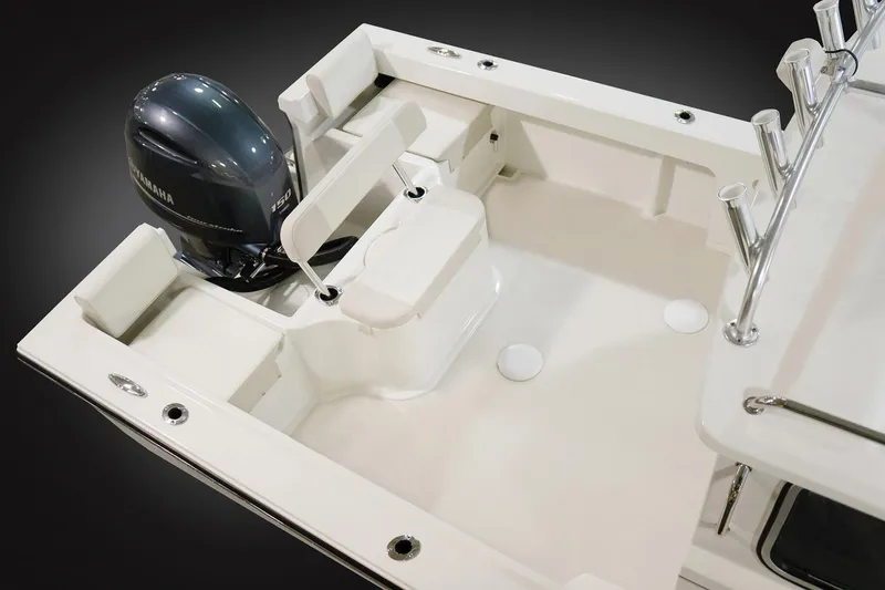 Slide: The Image of Manufacturer Provided Image: 2017 Parker 2120 Sport Cabin boat deck with Yamaha outboard motor. - 6