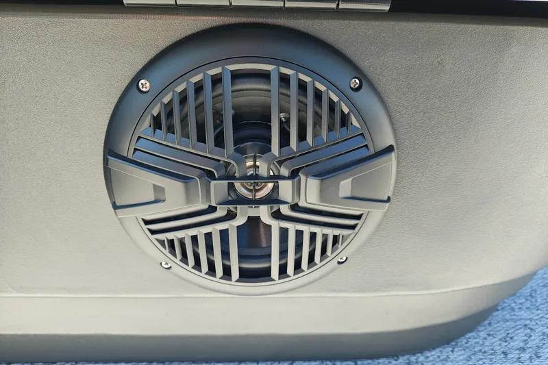 Slide: The Image of Close-up of a speaker on a 2027 Sun Tracker Bass Buggy 18 DLX boat. - 26