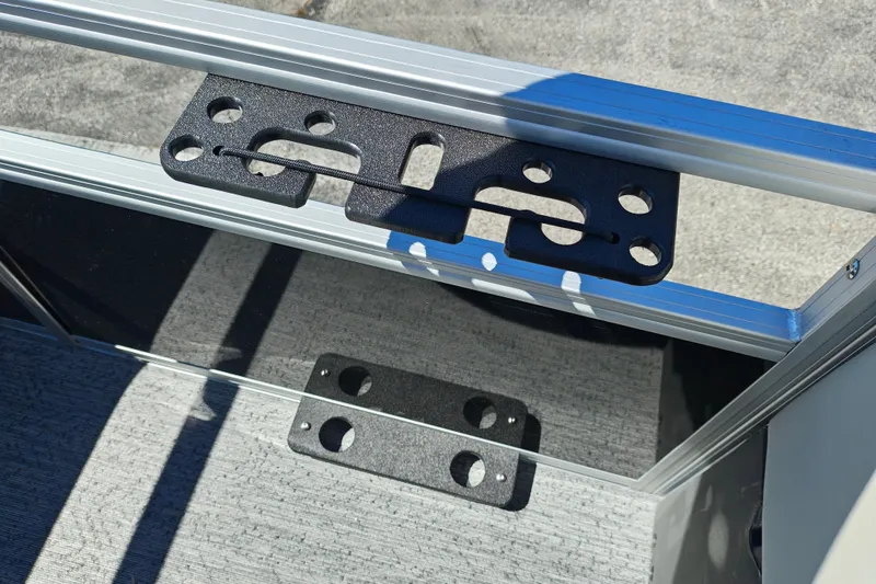 Slide: The Image of Mounting bracket on 2027 Sun Tracker Bass Buggy 18 DLX pontoon boat deck. - 30