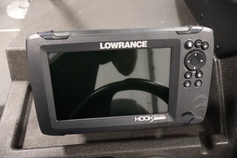 Slide: The Image of Lowrance Hook Reveal fish finder on 2022 Tracker Targa V-19 WT boat dashboard. - 29