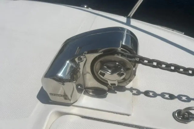 Slide: The Image of Chrome anchor windlass on 2008 Sea Ray 220 Sundancer boat deck. - 15