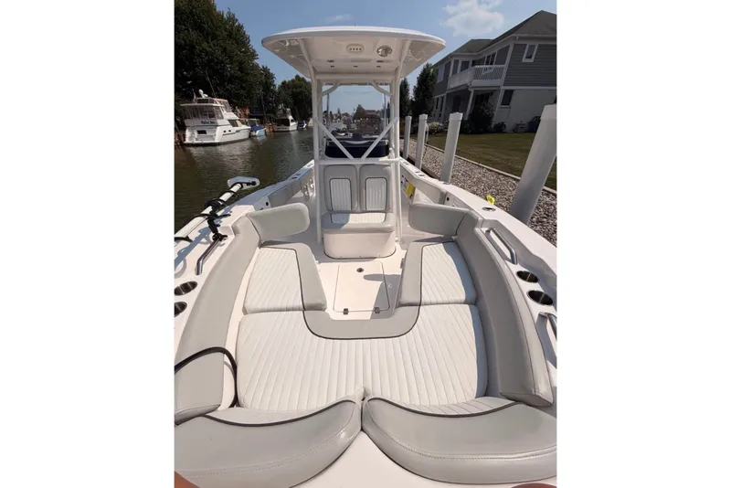 Slide: The Image of 2023 Sea Fox 248 Commander boat interior with spacious seating and modern design. - 17