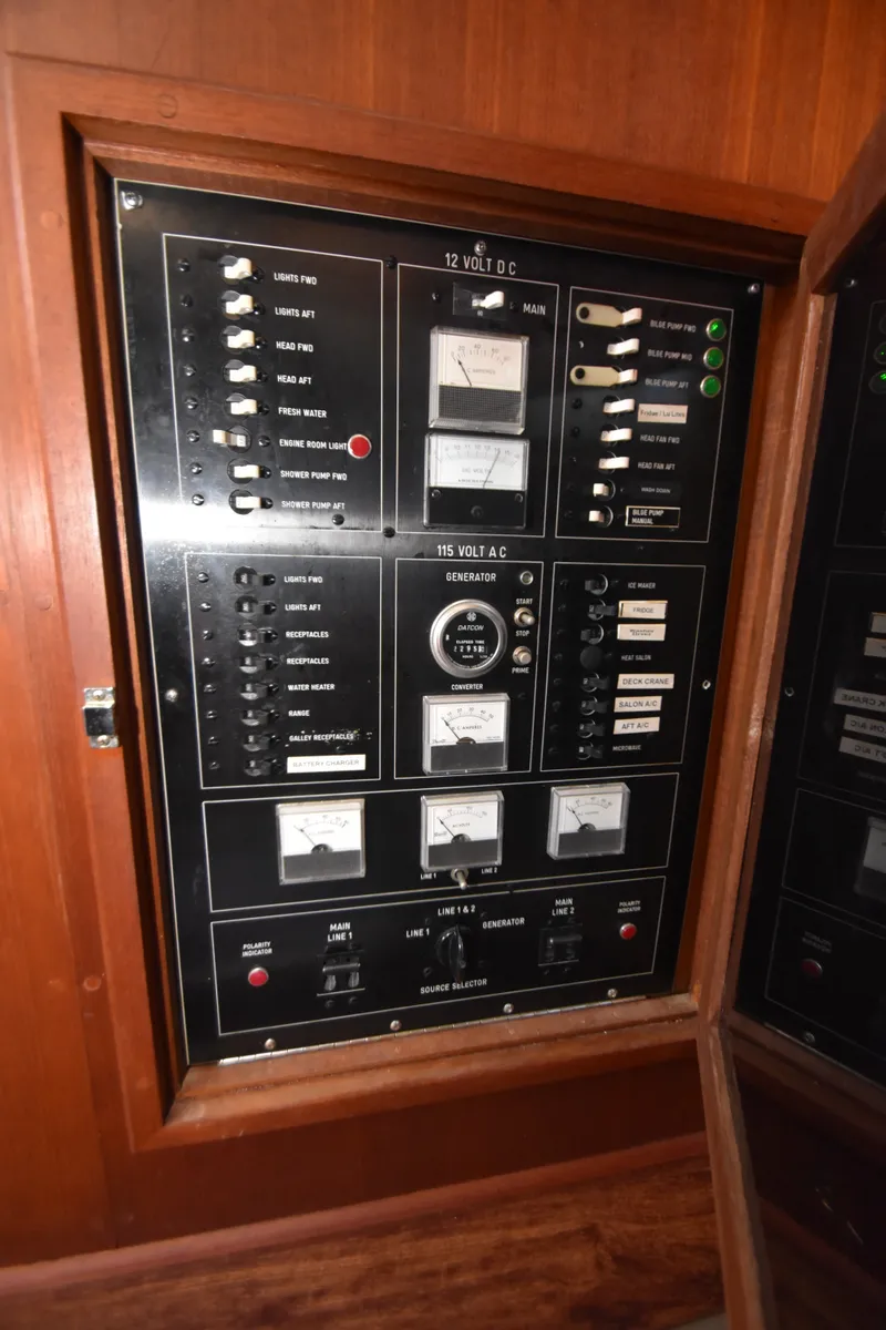 Slide: The Image of Electrical control panel inside a 1981 Viking 43 Aft Cabin. - 21