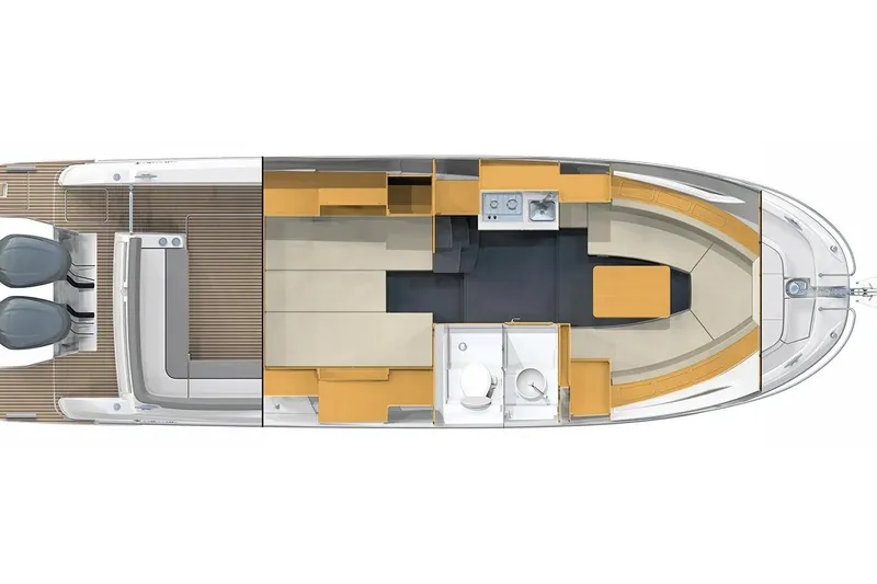 Slide: The Image of Top view of 2025 Jeanneau Leader 10.5 WA Series 2 boat layout, showcasing interior design. - 21