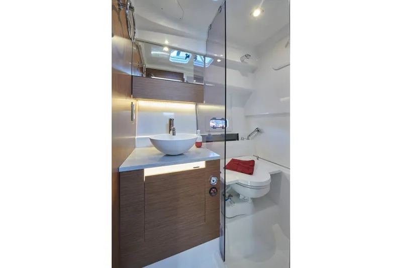 Slide: The Image of Modern bathroom interior of 2025 Jeanneau Leader 10.5 WA Series 2 yacht. - 19