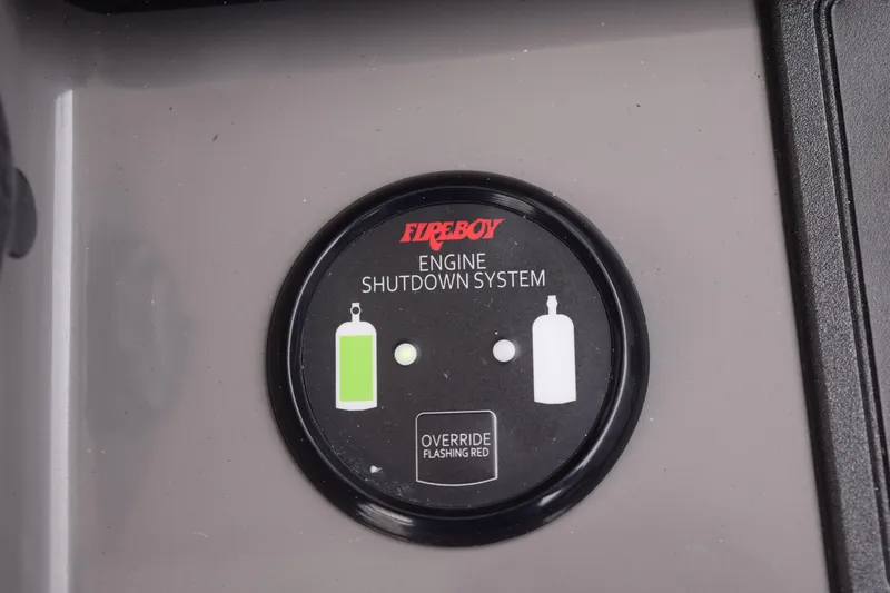Slide: The Image of Engine shutdown system panel on 2022 Pursuit OS 355 Offshore boat. - 285