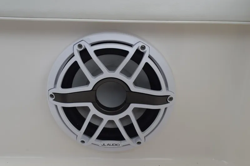 Slide: The Image of JL Audio speaker on 2022 Pursuit OS 355 Offshore boat. - 229