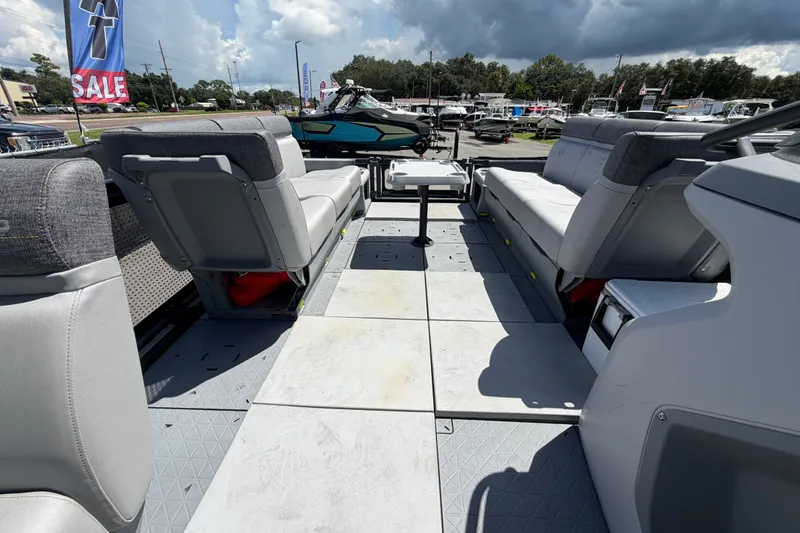 Slide: The Image of 2023 Sea-Doo Switch Cruise 21 interior with spacious seating and modern design. - 46