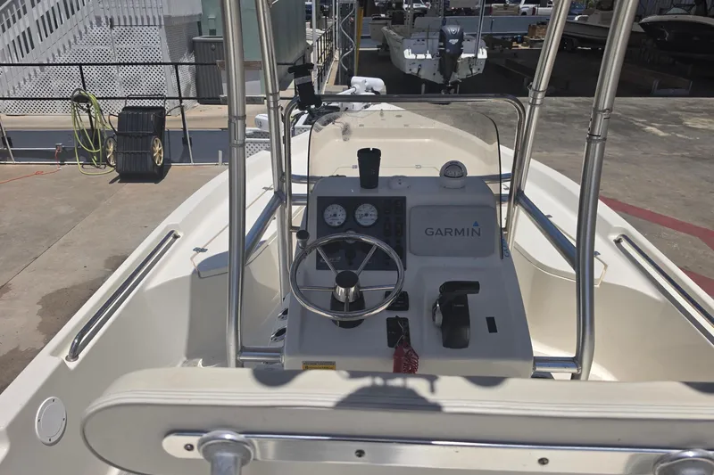 Slide: The Image of 2021 Bulls Bay 2200 boat dashboard with Garmin navigation system. - 29