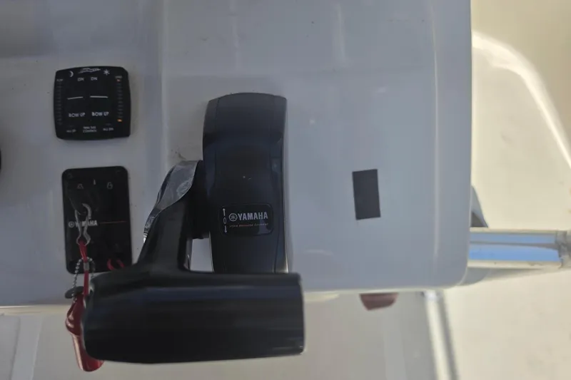 Slide: The Image of Control panel of a 2021 Bulls Bay 2200 boat featuring a Yamaha throttle. - 43