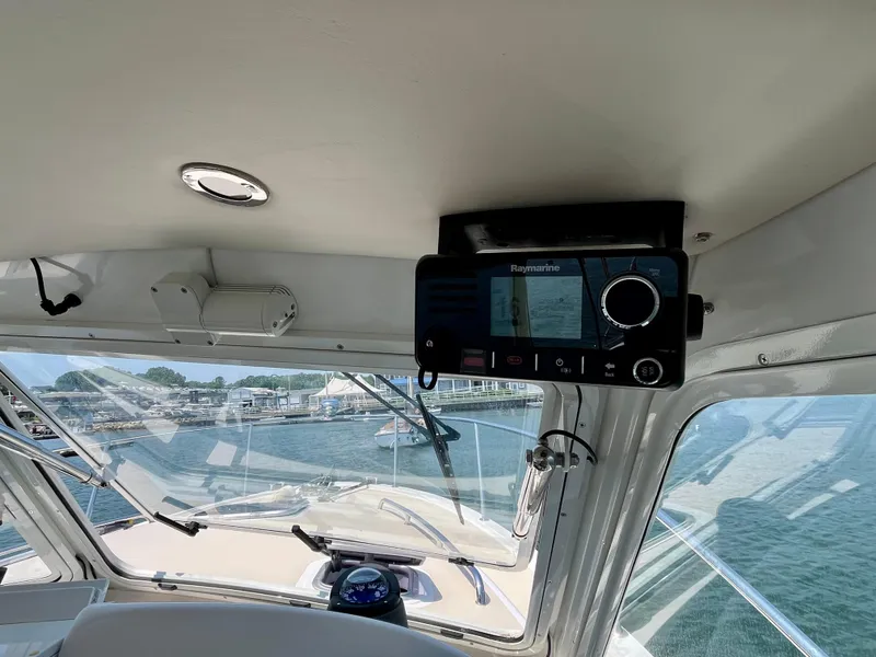 Slide: The Image of Interior view of a 2019 MJM 35z boat with navigation equipment. - 36