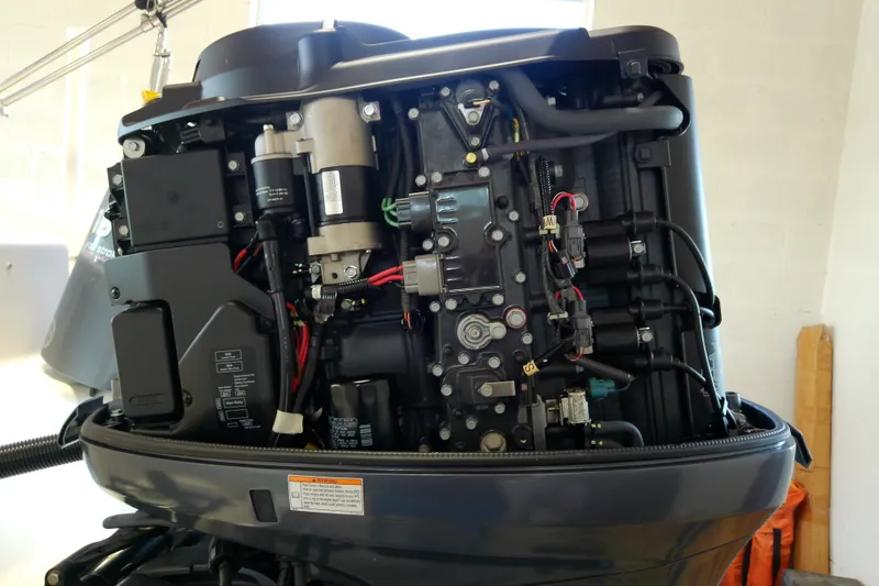 Slide: The Image of 2012 Hurricane SunDeck 217 OB outboard engine, detailed view of internal components. - 41