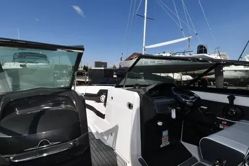 Slide: The Image of 2021 Monterey 278SS Super Sport boat interior with sleek design and modern controls. - 9