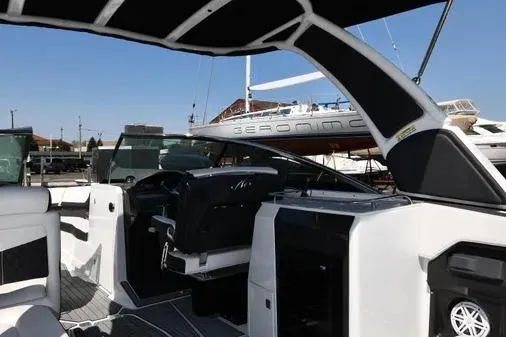 Slide: The Image of 2021 Monterey 278SS Super Sport boat interior with sleek design and modern features. - 12